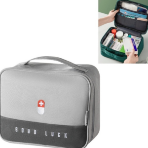 Thickened large-capacity multifunctional medicine box family portable storage bag (gray)