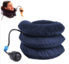 Inflatable Cervical Neck Traction Soft Head Back Shoulder Pain Massager Headache Pain Relief Relaxation Support (Dark Blue)