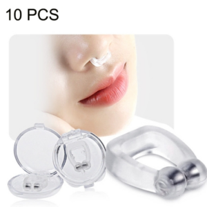 Sold in packs of 10 Mini Portable Silicone Magnetic Stop Snoring Device (Clear)