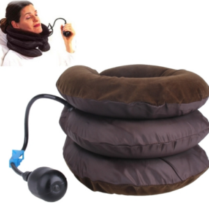 Inflatable Cervical Neck Traction Soft Head Back Shoulder Pain Massager Headache Pain Relief Loose Support (Coffee)