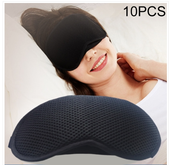 Sold in packs of 10 Bamboo Charcoal Breathable Fabric Mesh Sleeping Soft Eye Masks