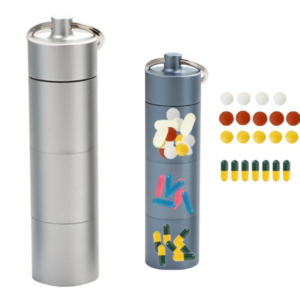 Outdoor First Aid Sealed Waterproof Pill Jar Aluminum Portable Emergency Pill Box (Silver)