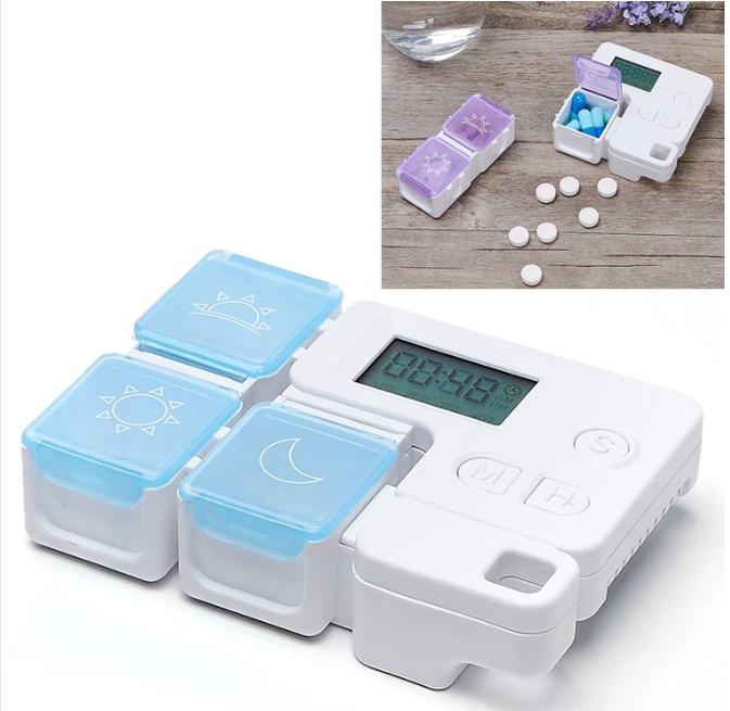 Portable Smart Plastic Storage Box Electronic Timed Reminder Pill Box (Sky Blue)