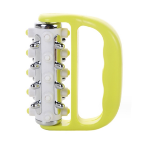 Handheld Curved Five-row Iron Column Roller Soothing Massager(Yellow)