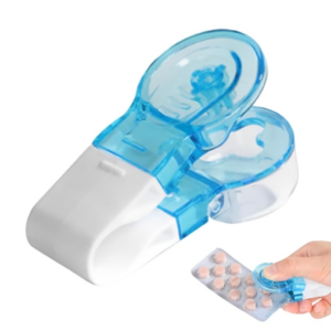 Portable Pill Taker Tablets Pills Blister Pack Opener Pills Box Case(Blue)