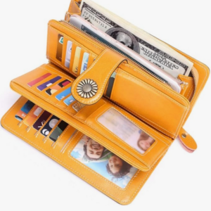 Women’s Credit Card Wallet with Zipper Pocket Large Capacity RFID Blocking Luxury Genuine Leather Card Organizer