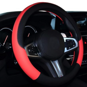 Shiawasena Car Steering Wheel Cover, Leather, 38cm Universal Fit, Non-Slip and Odorless