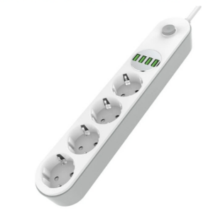 LDNIO SE4432 2500W Power Strip with 4 Outlets+4 USB-A Extension Socket EU Plug 10A for Phone Tablet Home Appliances