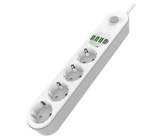 LDNIO SE4432 2500W Power Strip with 4 Outlets+4 USB-A Extension Socket EU Plug 10A for Phone Tablet Home Appliances