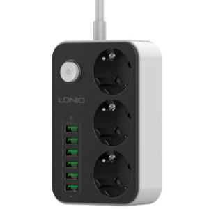 LDNIO SE3631 European Standard Power Strip 3 Outlets with 6 Auto-id USB Multi Electrical Socket EU Plug Board