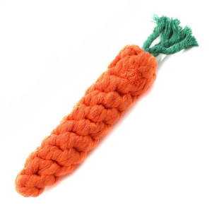 Carrot dog toy, teething cotton rope, strong and bite-resistant hand-knitted pet supplies