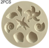 2 Pieces Sold As One Ocean Element Moulds Starfish Conch Shell Models Silicone Cake Flipping Tools