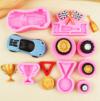 Sports car trophy medal tyre silicone mould drip rubber plaster candle baking decoration mould, Specification: 8pcs/set