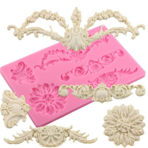 CF394 cake border floral fondant silicone mold