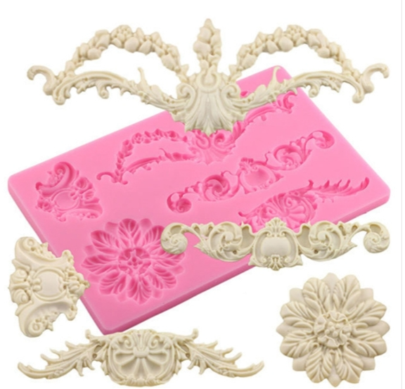CF394 cake border floral fondant silicone mold