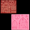 2 pieces for sale Cartoon house wooden window silicone candy mold Fairy tale cake decoration mold
