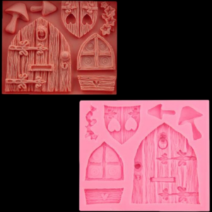 2 pieces for sale Cartoon house wooden window silicone candy mold Fairy tale cake decoration mold