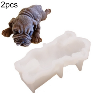 2 pieces sold 4-inch Shar-Pei mousse cake silicone mold 3D ice cream mold Dirty dog chocolate mold