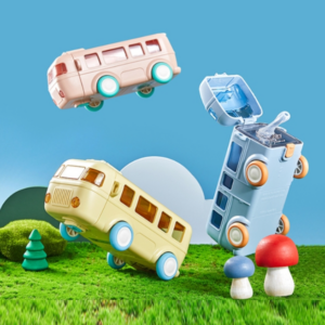 KT-1139 500ml portable strap-proof water cup bus-shaped cute straw cup