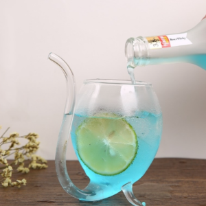 300ML creative glass milk cup with straw, cold drink cup, juice cup, wine cup