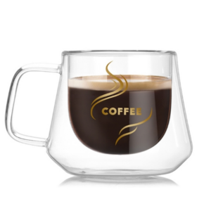 Double-layer insulated office cup, insulated double-layer coffee mug, glass cup