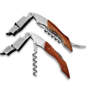 2 pieces for sale Professional multifunctional portable screw wooden handle double steel head wine bottle opener