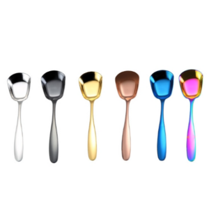 Small 304 stainless steel spoon bright thickened flat head flat bottom table spoon