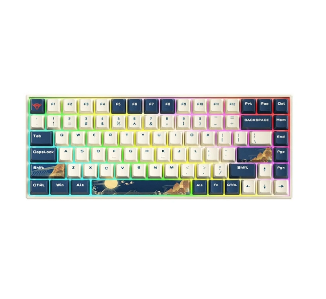 iBlancod K84 84 Keys Tri-mode Mechanical Gaming Keyboard Hot Swappable N-Key Rollover RGB Gateron Switch BT5.0/2.4G/Wired Gaming Keyboard - Red/Sliver