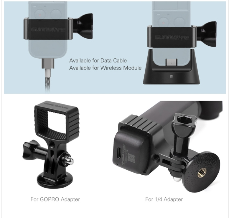 Sunnylife OP-Q9197 OSMO POCKET Metal Adapter + Standard Bike Clip