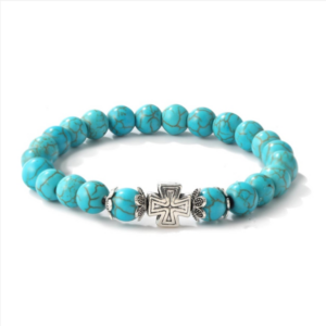 Cross Women’s Beaded Bracelet with Turquoise in Ethnic Style