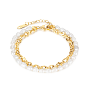 Double Layer Stainless Steel Pearl Bracelet