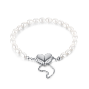 Pearl Jewelry Stainless Steel Magnetic Heart Bracelet (Steel Color)