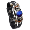 Twelve Zodiac Luminous Leather Bracelet with Beaded Strands, Design: Aries