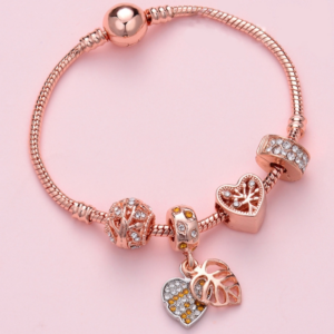 19cm Women’s Rose Gold Beaded Bracelet