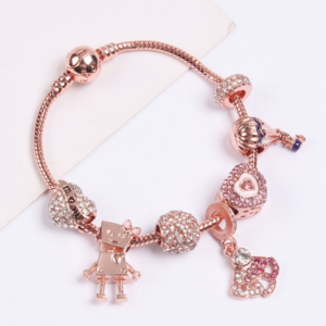 18cm Women’s Rose Gold Beaded Bracelet