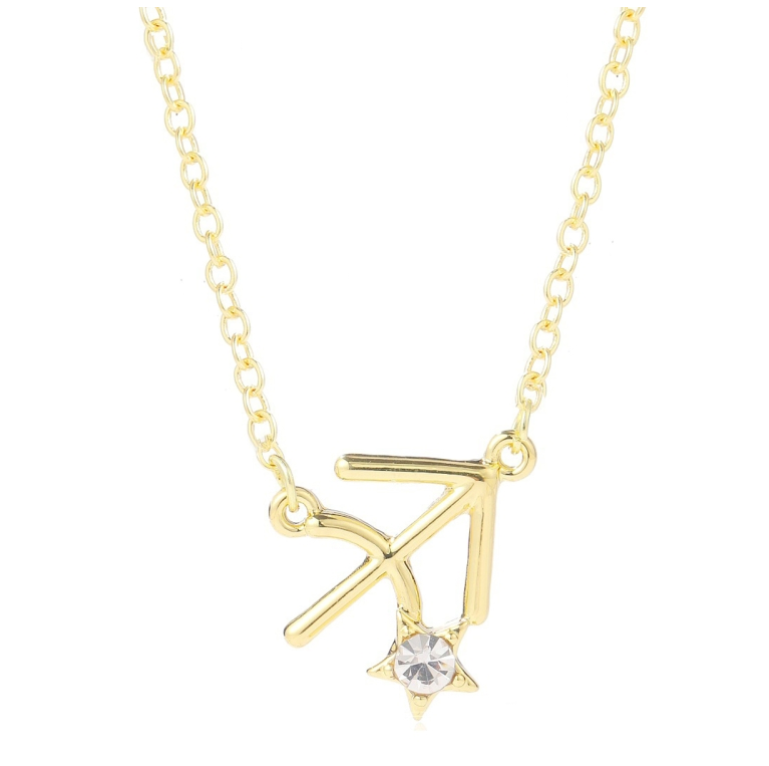 Zodiac Pattern Pendant Choker Necklace with Twelve Constellations Embedded with Diamonds N2204-9