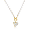 Pearl Chain with Peach Heart Women’s Elegant Necklace Choker