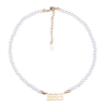 Angel Number Necklace with Pearl on Stainless Steel Choker (666 Gold Color)