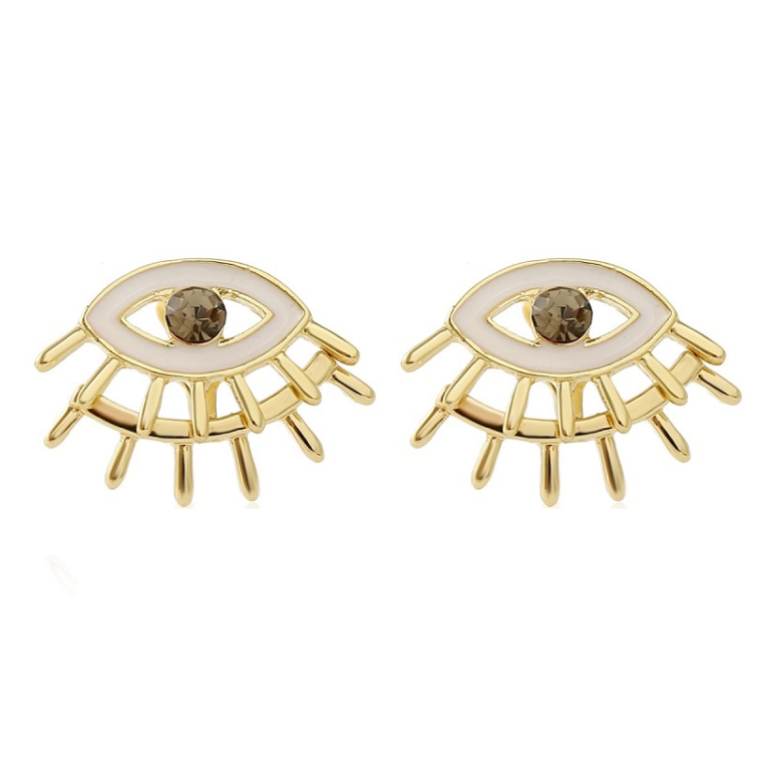 Angel's Eye Pendant Multi-layer Necklace, Model: E2106-21 with Front and Back Earrings