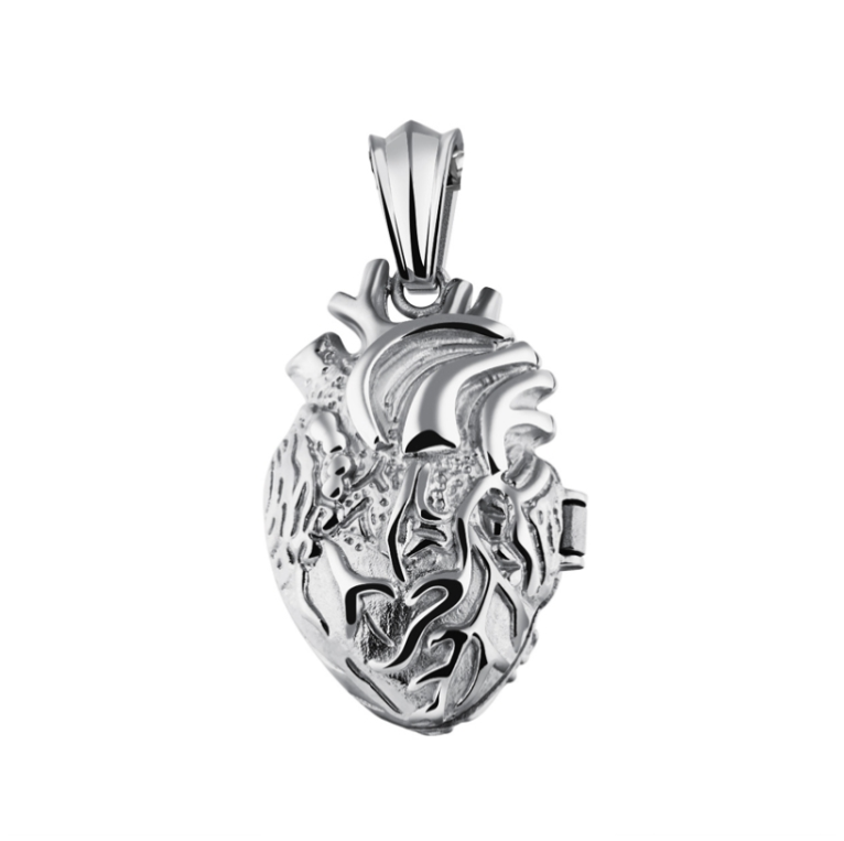 Personalized Titanium Steel Heart Pendant with Openable Feature, Color: Natural Large Single Pendant