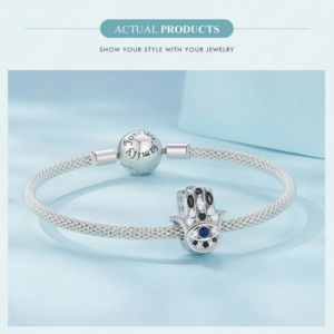 S925 Sterling Silver Fatima’s Hand Pendant Accessory for DIY Beaded Bracelet