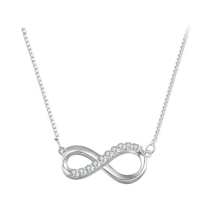 Sterling Silver Plated White Gold Mobius Loop Moissanite Necklace