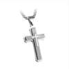 Three-layer Cross Necklace, Titanium Steel Men’s Necklace, Color: Natural Tone Pendant with 3x55cm Pearl Chain