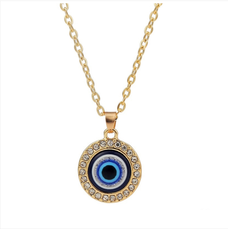 Angel Eye Pendant Multi-layer Necklace, Model: N2106-10 with Round Heat-set Crystal Eyes
