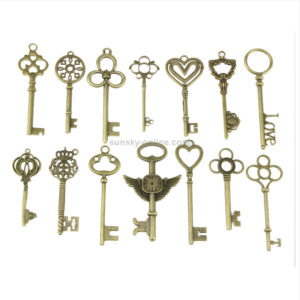 Handmade Metal Jewelry Accessories Vintage Style Key Pendant for Clothing and Notebook (Color: Antique Bronze, Configuration: 100-piece Set)