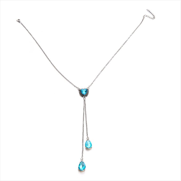 Personalized Sky Blue Heart-shaped Gemstone Pendant Women's Necklace