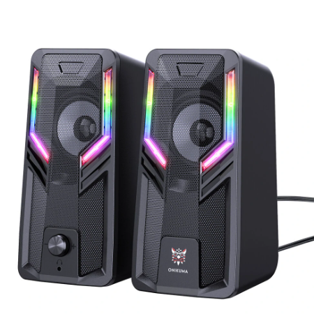 ONIKUMA G6 Computer Speaker 5W 2 Multimedia Speaker with 2.0 Channel HIFI Sound 360° Surround Sound RGB Light