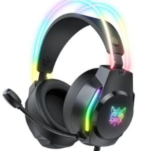 ONIKUMA X26 Gaming Headset Wired Headphones 50mm Driver Unit Stereo Surround Sound RGB Light Flexible Microphone Earphone Wired Headphone – Black