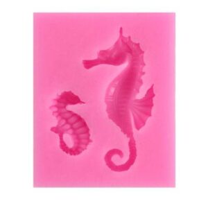 2 PCS Hippocampus DIY Modeling Mold Fondant Silicone Cake Chocolate Mold Baking Tool(Pink)