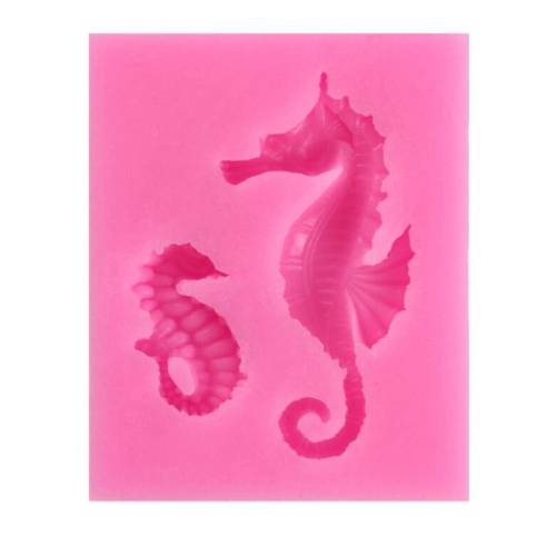 2 PCS Hippocampus DIY Modeling Mold Fondant Silicone Cake Chocolate Mold Baking Tool(Pink)